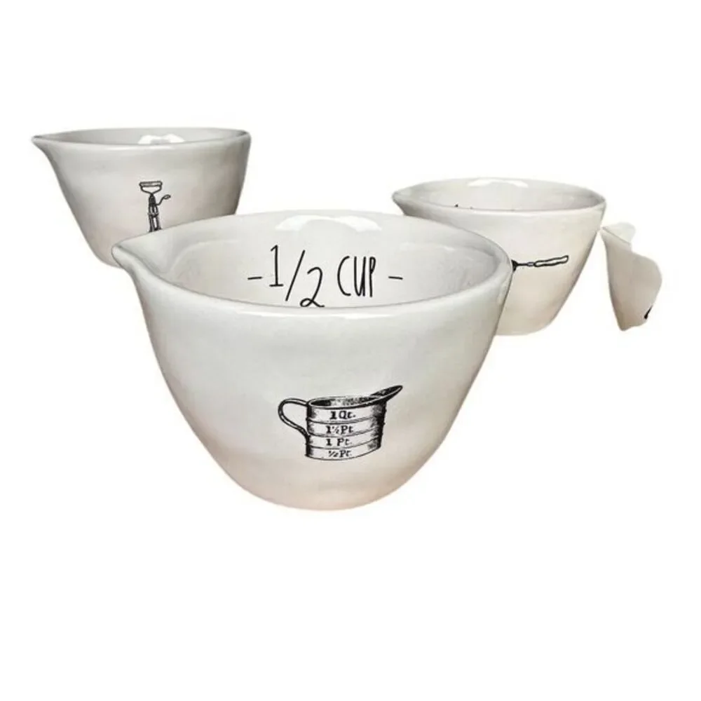 NWT Rae Dunn Icon Measuring‎ Cups 4-Piece Set White Nesting Kitchen Decor